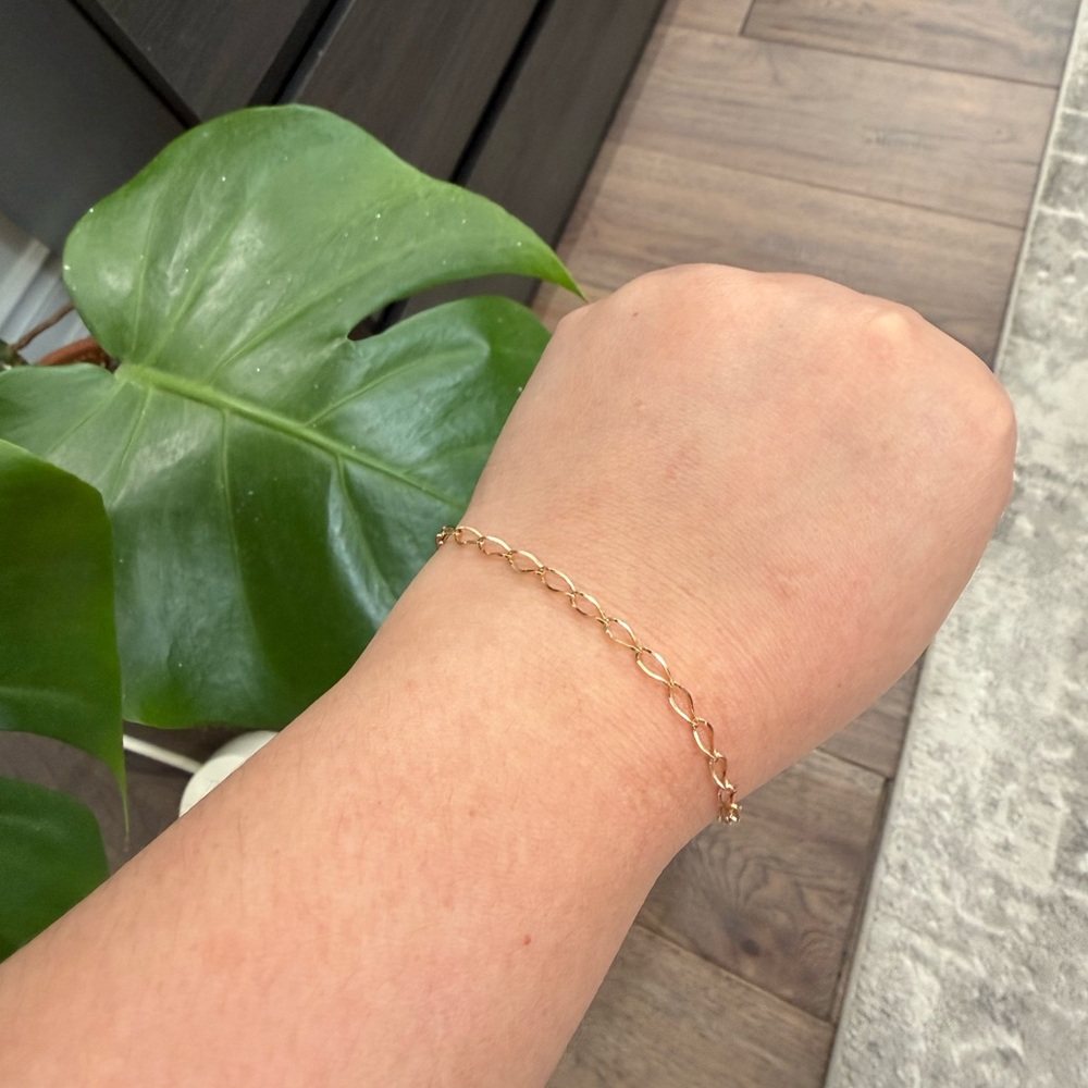 18K Rose/Pink Gold Dainty Chain Bracelet Japan Made